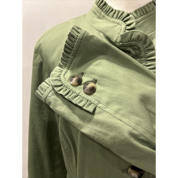 Anthracite By Muse Blazer Jacket size 14 Button Green Vintage Ruffle Trim - Picture 2 of 6